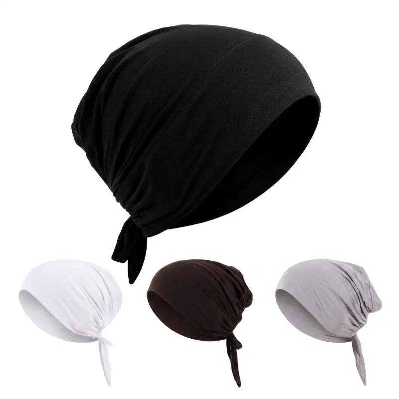 Unisex Modal & Mercerized Cotton 4-Pack Head Wrap Scarf Headwear, Adjustable Elastic Drawstring Under Scarf, Breathable Comfortable, 1 Size, All Seasons Outdoor Sports Hat Accessory, 4-Pack-A
