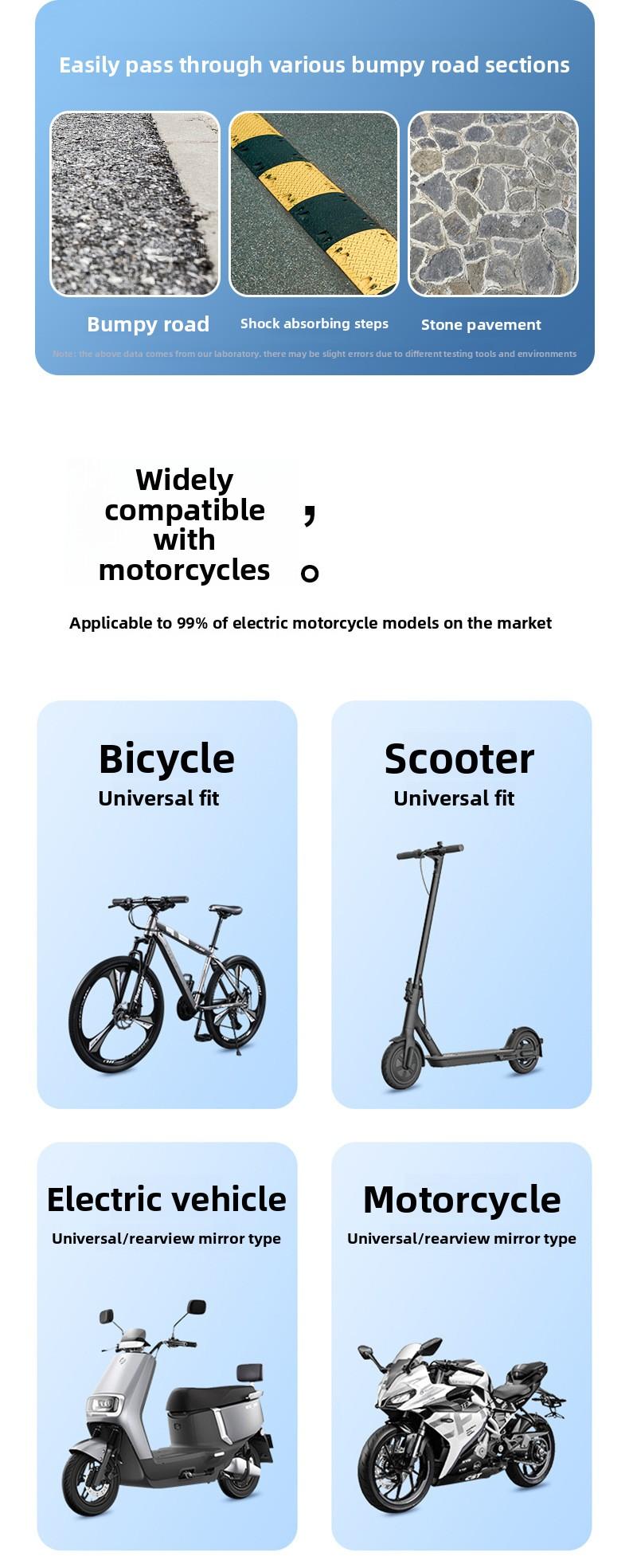 Motorcycle, electric vehicle, mobile phone navigation support, universal for bicycles and electric scooters magnetic mount