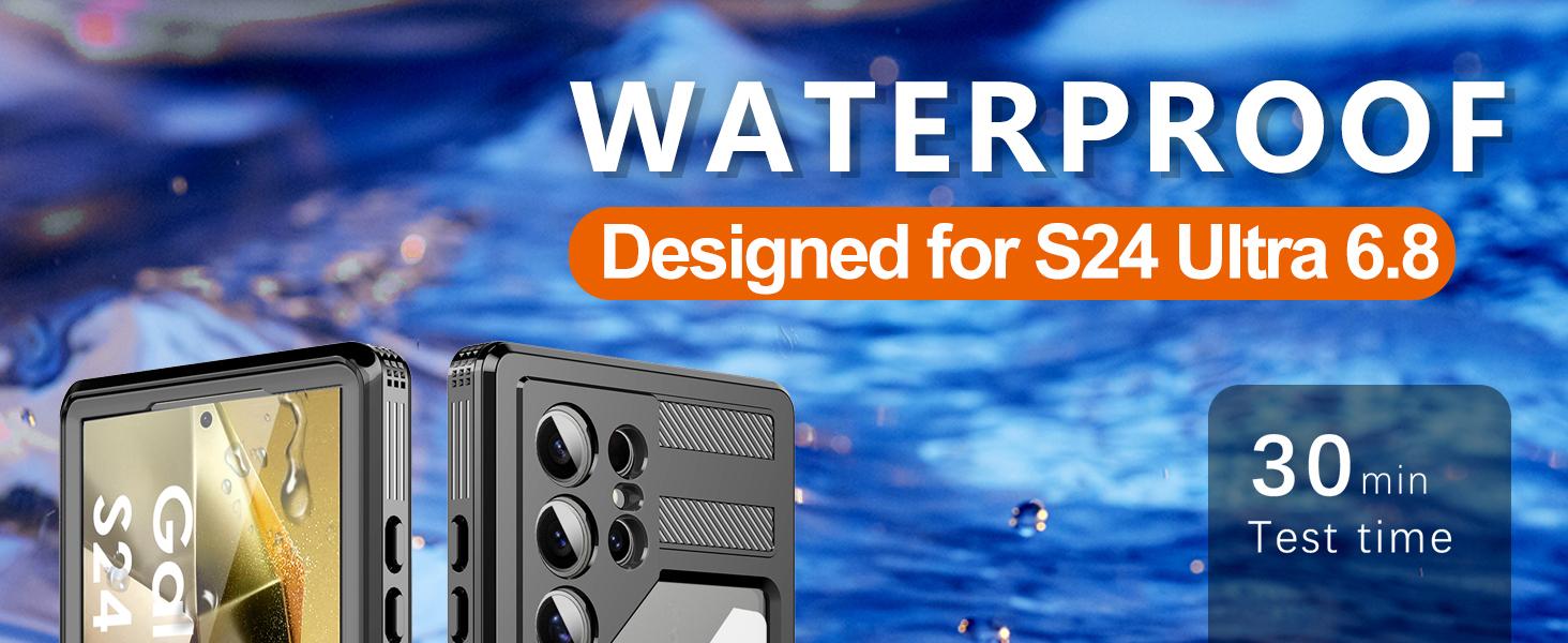 Rugged Mobile Phone Accessory Protective Shell - Full Body Waterproof, Shockproof, Drop-Proof Phone Protective Case with Built-in Screen Protector for Samsung Galaxy S24 Ultra 5G, Black/Clear Rugged Shell Accessories