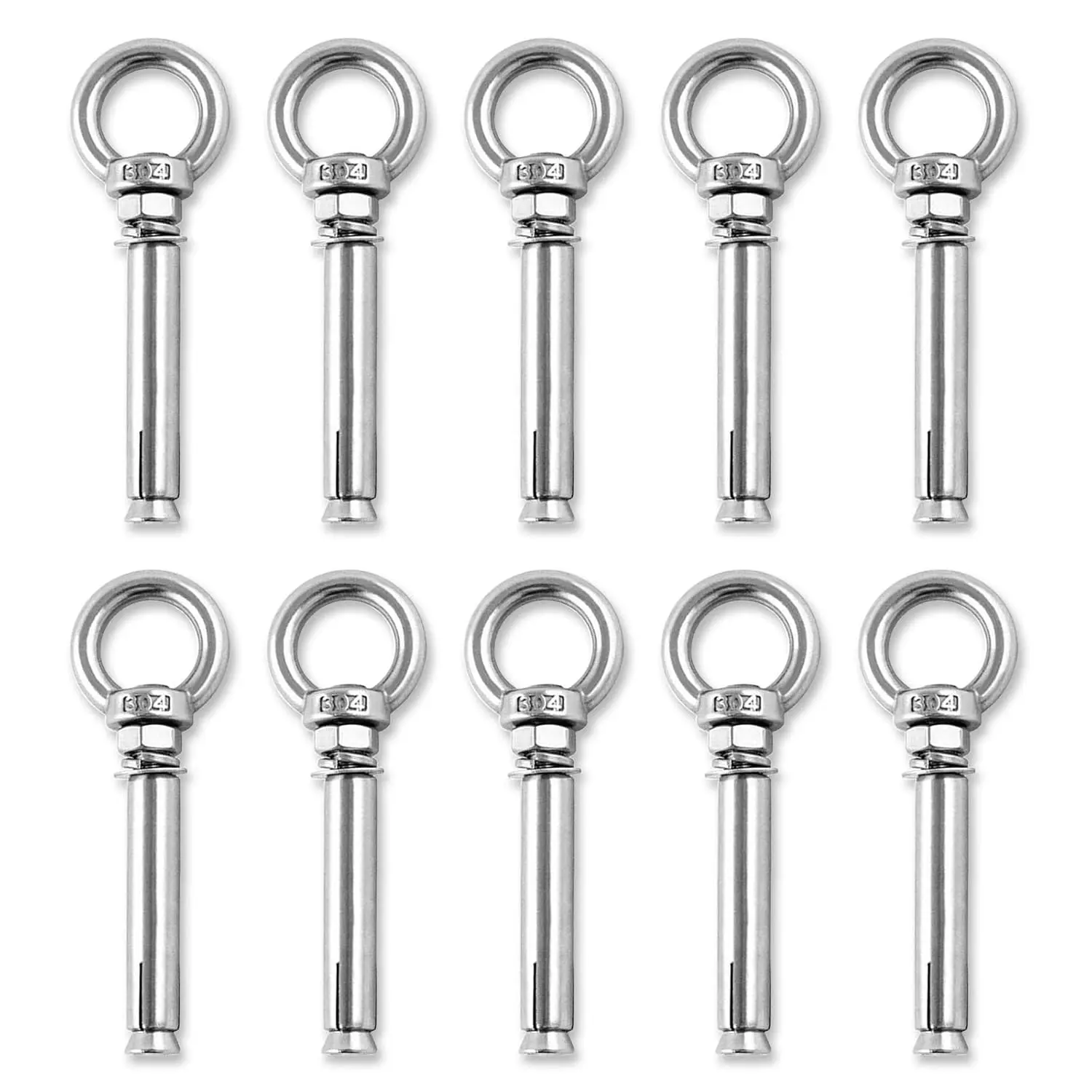 Shoulder Eye Bolts, Heavy Duty Eyebolts Stainless Steel Wall Concrete Anchors Screw Expansion Bolts with Nuts Eye Hooks Fastener  Ceiling Concrete Masonry