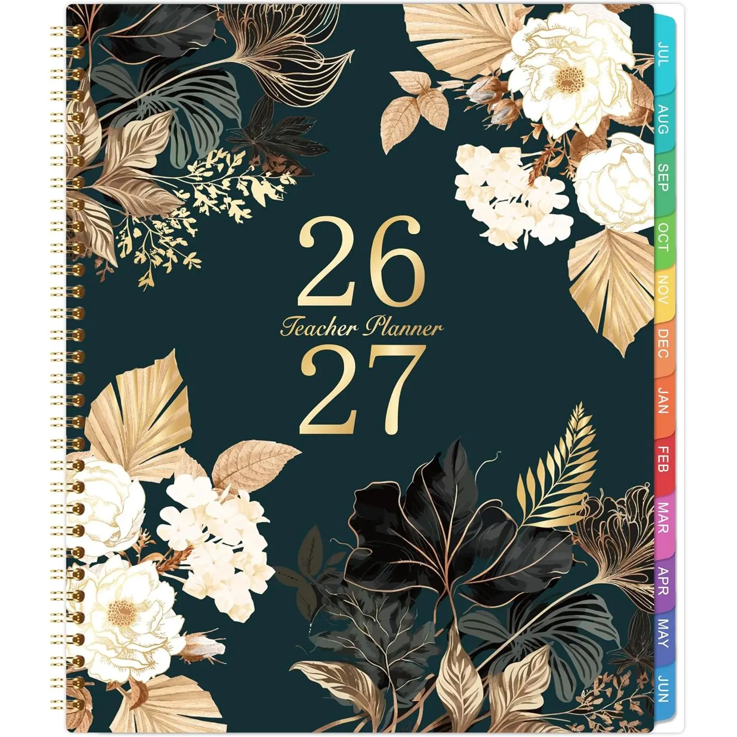 Teacher Planner 2026-2027 - 9'' x 11'', 2026-2027 Teacher Planner Academic Year, JULY 2026 - JUNE 2027, Weekly & Monthly Lesson Plan Book with Quotes, -Wire Binding, Monthly Tabs,  Pockets