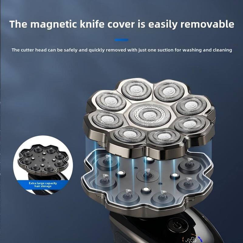 5 in 1 Electric Hair Trimmer Kit, 1 Set Waterproof Wet/Dry Grooming Shavers, Multifunctional Hair Shaver, Cordless Rechargeable Bald Head Rotary Razor for Home & Travel