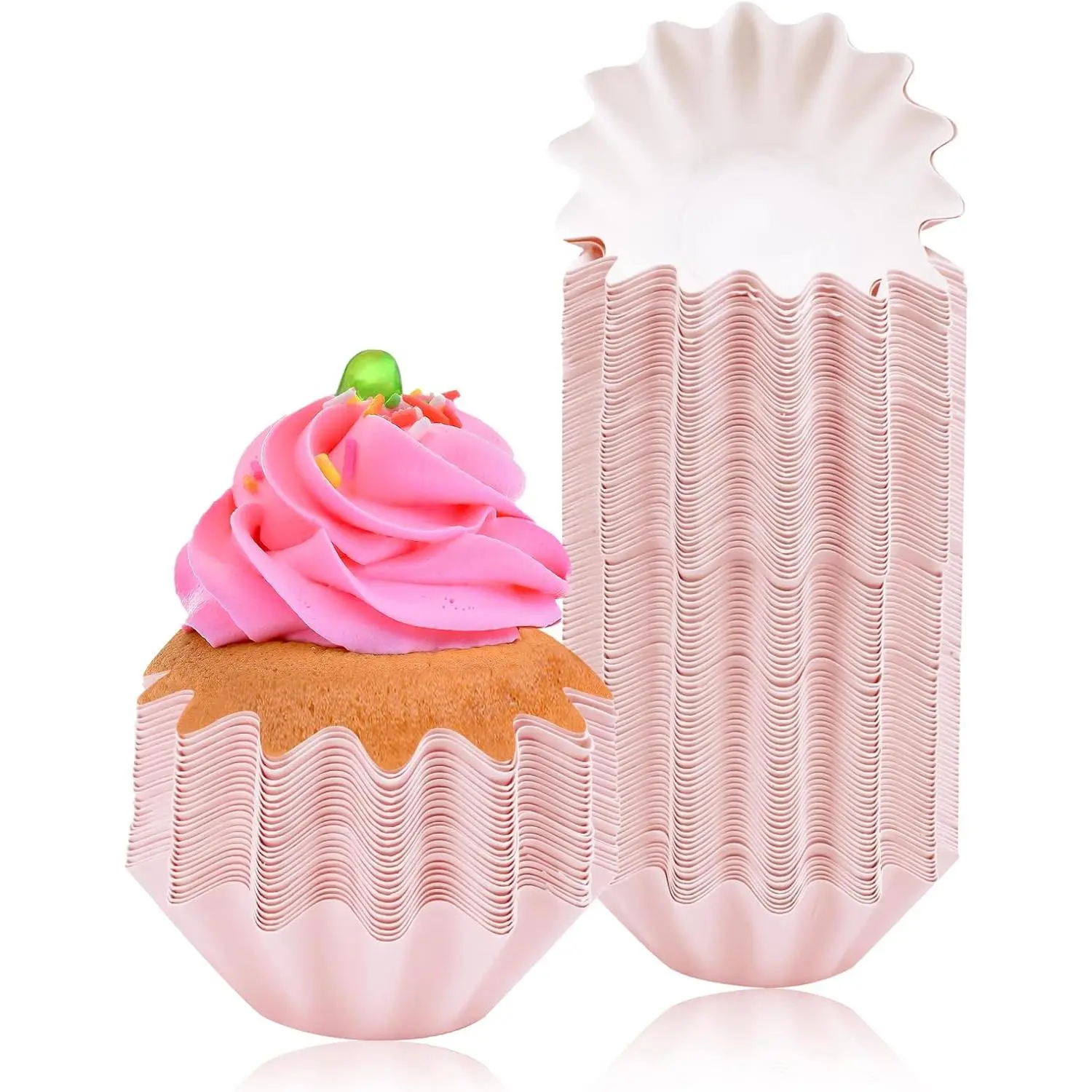 100 count Baking Cups Cupcake Liner Flared Brioche Muffin Wrappers () | Standard Greaseproof Coated Paper Cup for Wedding Birthday Holiday Party or  Shower