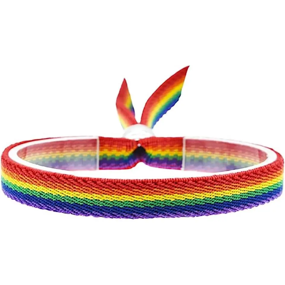 Bracelet for men and women of fabric with the colors of the LGBT flag, rainbow and flag of Cuzco. Adjustable to  wrists.