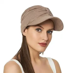 New Pleated Fashionable Women's Baseball Cap Summer with Brim Muslim Sun Hat Trendy Outdoor Sports Travel Sun Hat