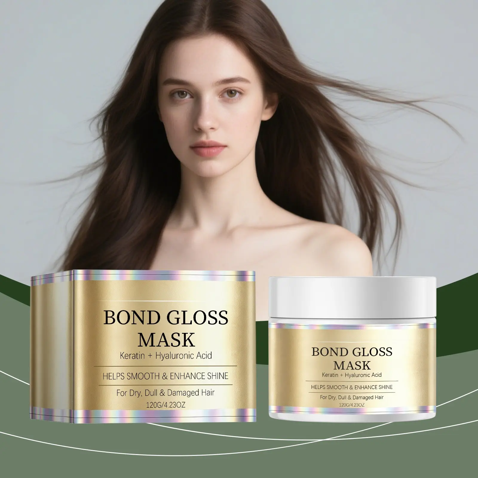 Bond Gloss Mask Deep Conditioning Hydrating Hair Mask with Keratin and Hyaluronic Acid, Helps Smooth Frizz, Enhance Shine, 4.23 oz (Single)