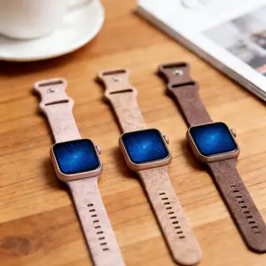 Floral Embossed Silicone Watch Band, Soft Breathable Sweat-Free, 38-49mm Full Size, Multi-Color Series, Rubber Carving Wristband