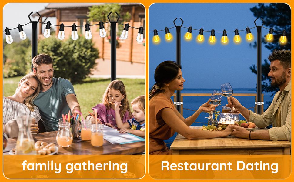 4-8 Pack String Light Poles, Outdoor String Light Pole 10ft Forked Metal Light Pole with Adjustable Outdoor Light Stand, Deck, Backyard, Garden, Wedding, Rustproof and Sturdy with Hooks