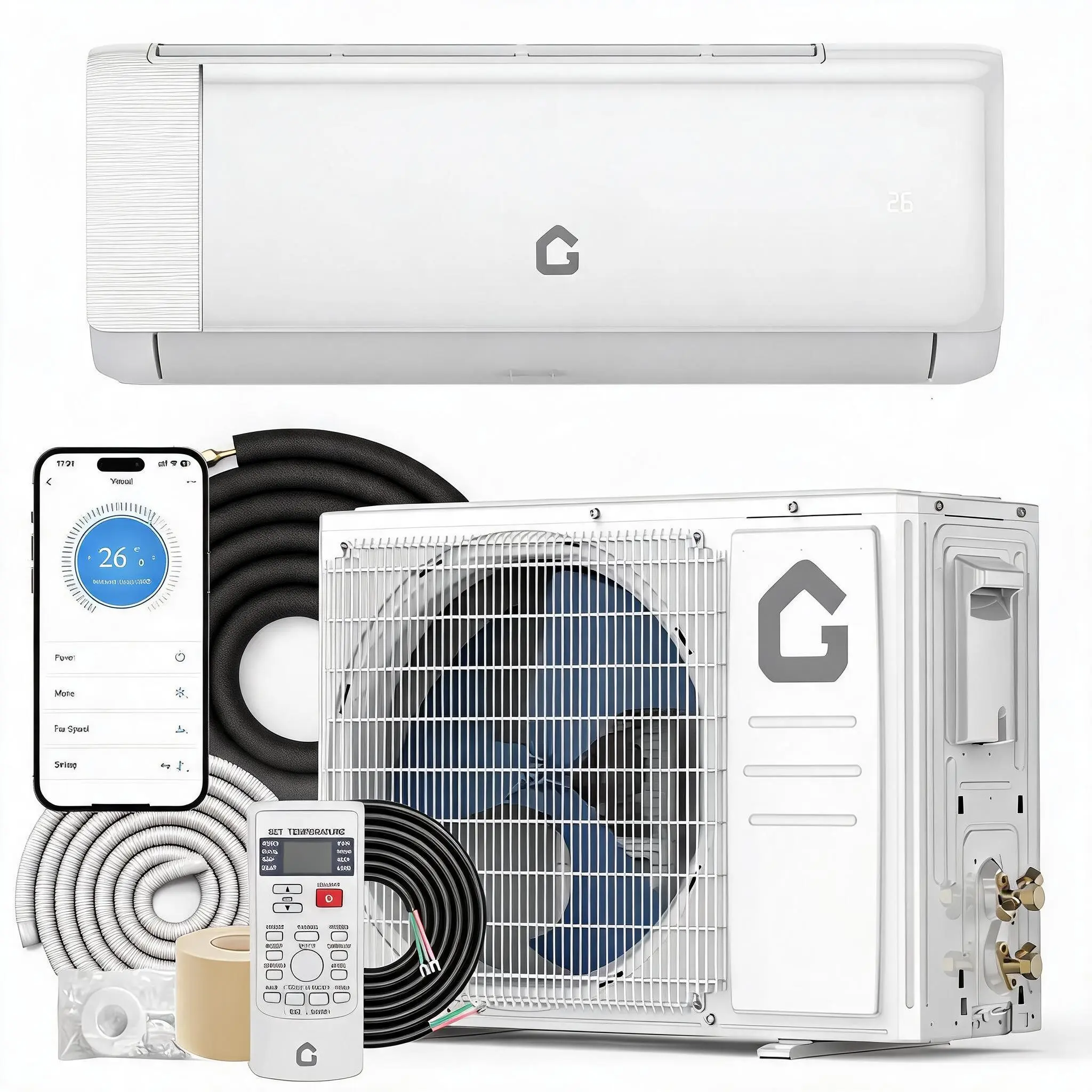 High-Efficiency 24000 BTU Ductless Mini Split Air Conditioner & Heat Pump - 19 SEER2 Inverter System - 208-230V - Quiet Operation - WiFi Remote - Complete Installation Kit - Cools & Heats Up to 1500 Sq.Ft