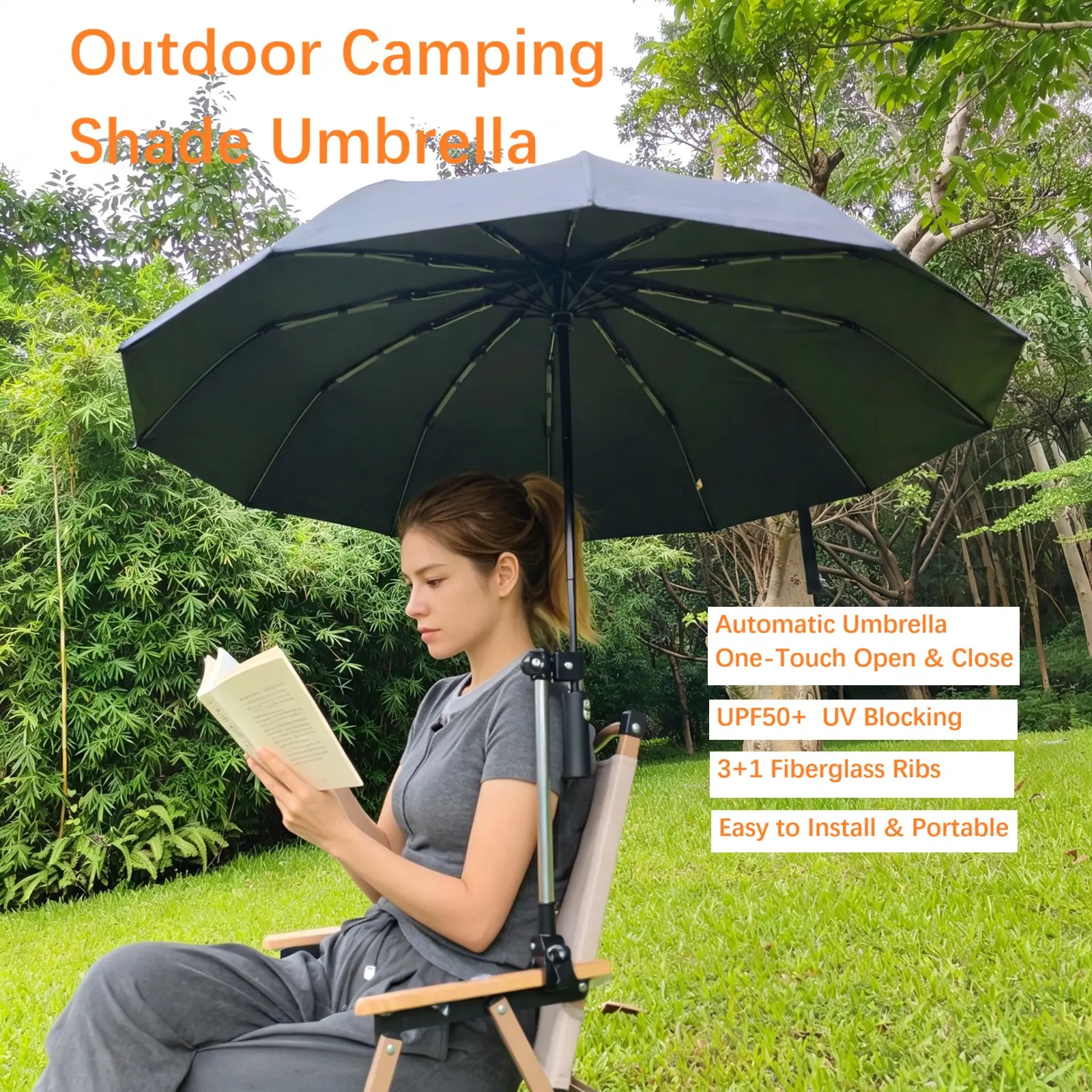 Automatic Umbrella Holder Stand for Outdoor Camping, Beach Gear, UV Protection, Rain or Sun, Ideal for Travel, Fishing, Golf, Essential Golf Accessory