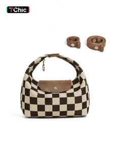 Fashion Crescent Bag, Lightweight Durable Handbag, Grid Crossbodybag, Casual Crossbody, Checked Pattern Purse for Versatile Use in Multiple Colors Stylish Essential Companion Suitable for Commuting, Parties, Travel Satchel, Work Satchel Purses