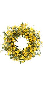 J'FLORU Spring Wreaths for Front Door 22 Inch Artificial Summer Wreath Daisy and Lavender Wreath with Wildflowers for Home Wall Farmhouse Springtime Easter Holiday Party J'FLORU Spring Wreaths for Front Door 22 Inch Artificial Summer Wreath Daisy and Lavender Wreath with Wildflowers for Home Wall Farmhouse Springtime Easter Holiday Party