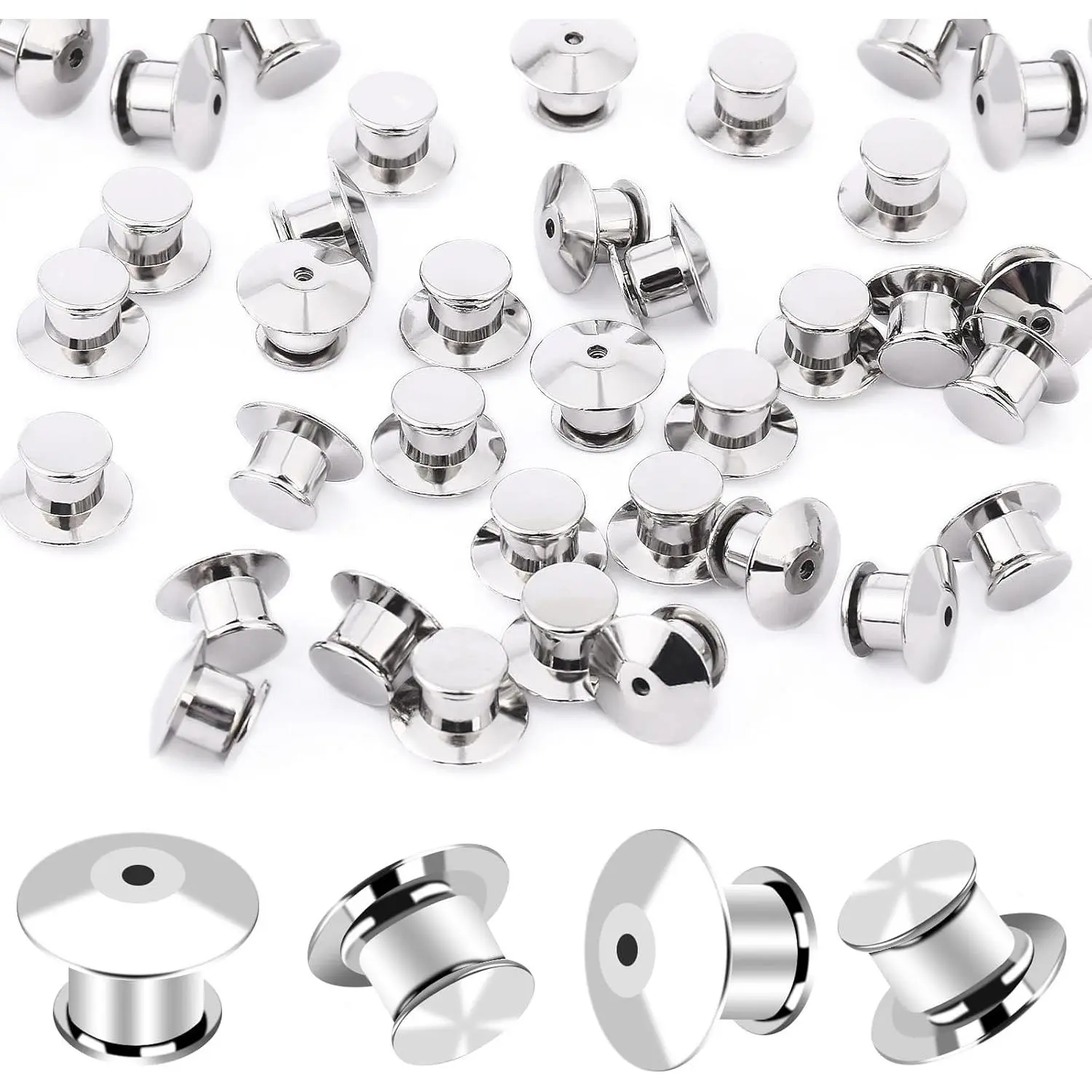 20 count Metal Locking Pin Backs for Enamel Lapel Badges | Metal Material,For Brooch Badge Enamel DIY, Pin Backings Keepers Locking Buckles, Secure Clasp Holds Pins Firmly
