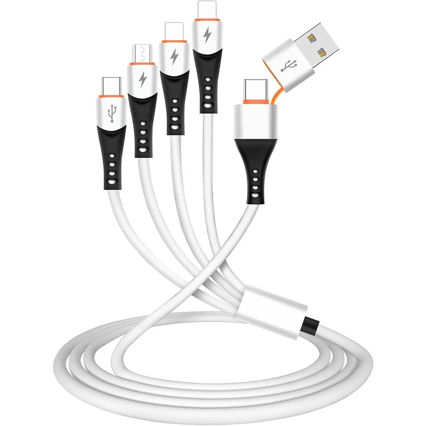 6 in 1 USB A to USB C Multi 4 in 1  Phone Type C  Port Charger Cord,3A    Compatible with  Mobile Phones and  Devices Tablets