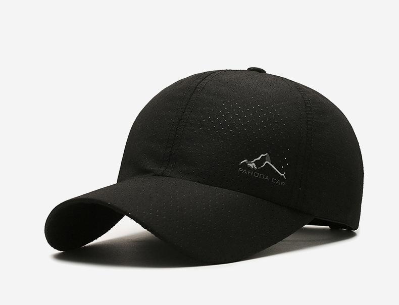 Quick-Dry Perforated Mountain Patch Baseball Cap | Unisex Lightweight Outdoor Hat - Adjustable Strap, UV Protection, Perfect for Hiking & Summer Activities