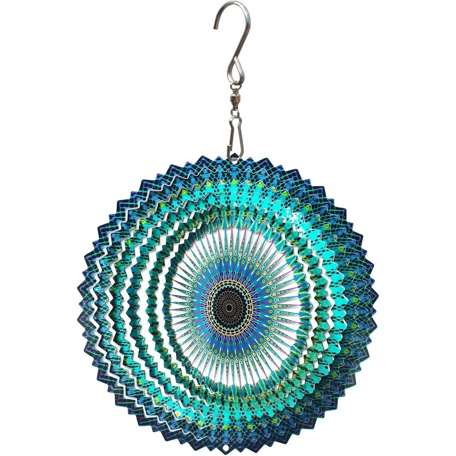 Stainless Steel Wind Spinner Mandala Starry Sky 6 inch 3D Stainless Steel Laser Cut Metal Art Geometric Pattern - Hanging Wind Spinner Kinetic Yard Art Decorations - Indoor/Outdoor Décor