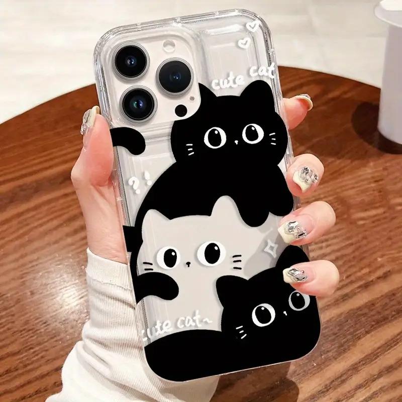 Transparent Air Cushion Phone Case with Three Cute Cats for iPhone 11/12/13/14/15/16/17 Pro Max/XS/X/Plus Series Christmas Gift for Loved Ones