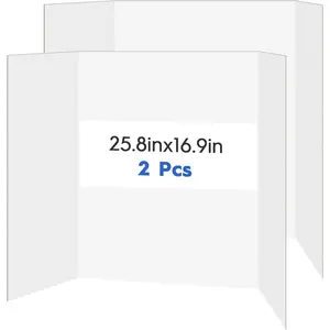 2 Pack Display Boards for Presentations, 25.8" X 16.9" Cardboard Poster Board with Smooth Finish & Fibrous texture Interior, Foldable for School Projects, Science Fairs, Event Displays, and Business