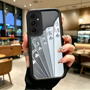 Durable Lightweight Shockproof TPU Casing for Samsung GALAXY A17 - Silver Spade JQKA Arrayed Soft Silicone Protector, Celestial Eye Layer, Handheld-Friendly Buttons, Enhanced Mobile Phone Accessories Protection (bobosxtyjt34939)