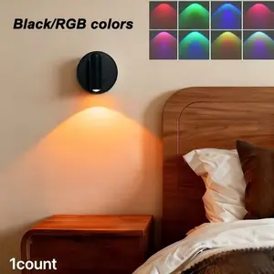 Charging Magnetic Spot Light, Indoor Color-Changing Wall Lamp, 350 Degrees Rotatable, Type-C Charging, Remote + Touch + Sensor Control