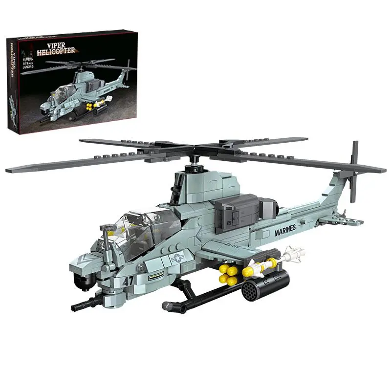 576PCS Military Viper Attack Helicopter Eco-Friendly ABS Building Set - DIY Assemble Brick Kit, building blocks, Smooth No Burrs, Collectible Building Set for Collectors & Brick Lovers, Perfect Gift for 6+ Aviation Enthusiasts,familyfun