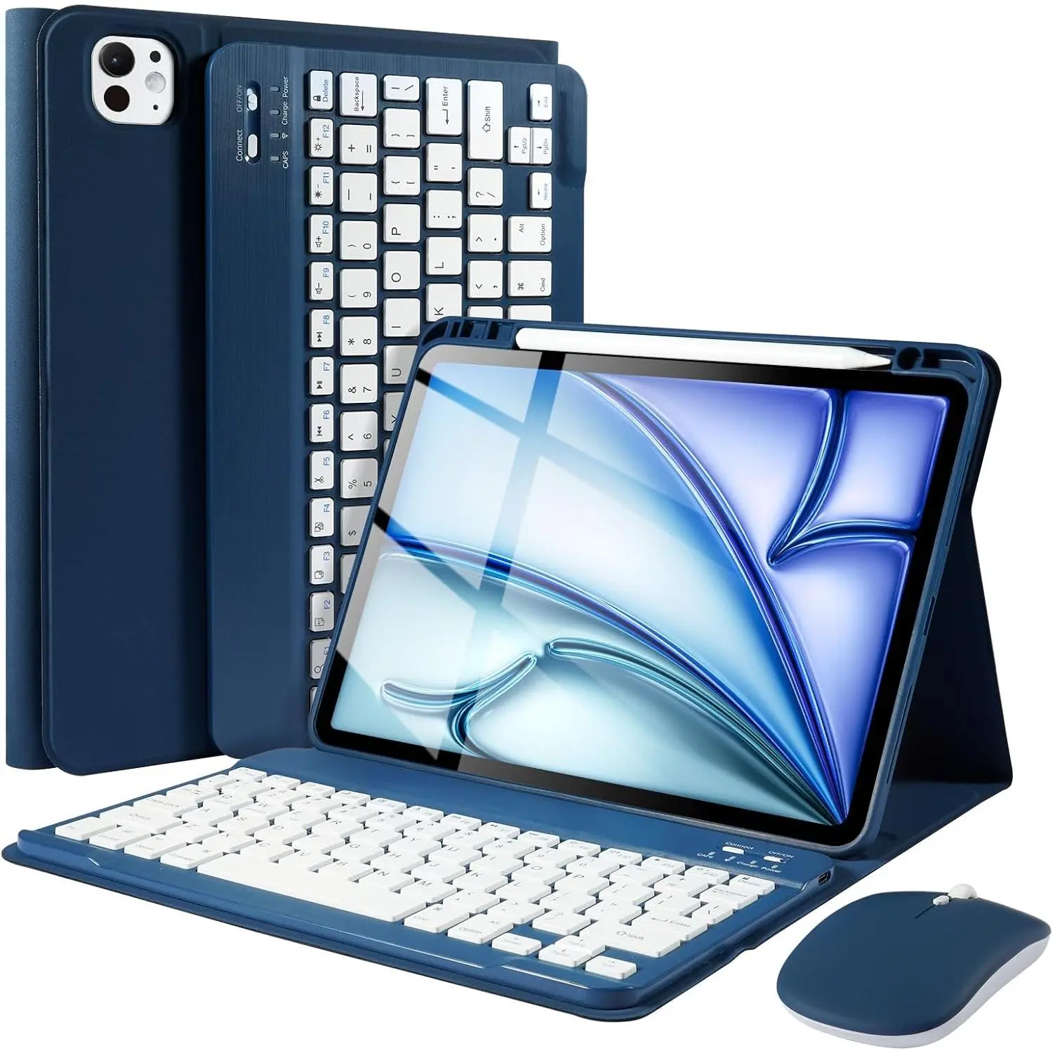 Keyboard Case with  for iPad Air 11 inch 2025 7th/2024 6th & 10.9 -inch iPad Air 4th/5th Generation, Folio Keyboard Cover with Pencil Holder for 11 inch iPad Pro (4th/3rd/2nd/1st Gen),Navy Blue