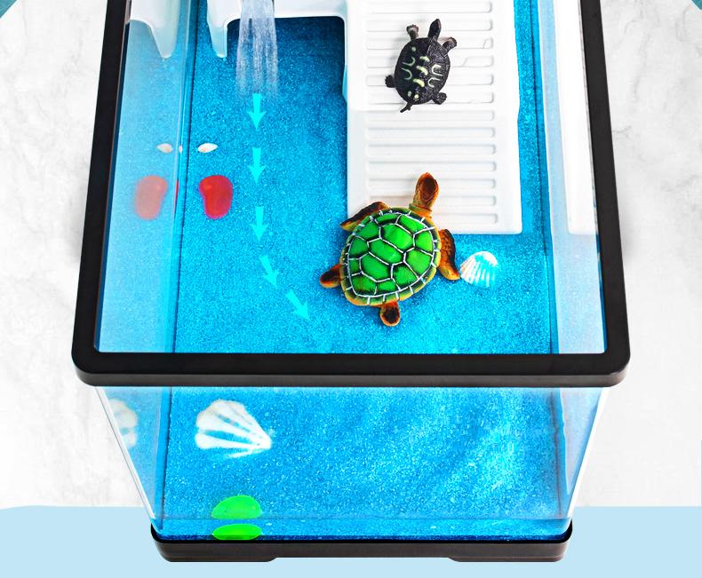 TT Turtle Tank Home Living Room Small Desktop Villa Breeding Tank with Basking Platform Ecological Turtle Tank