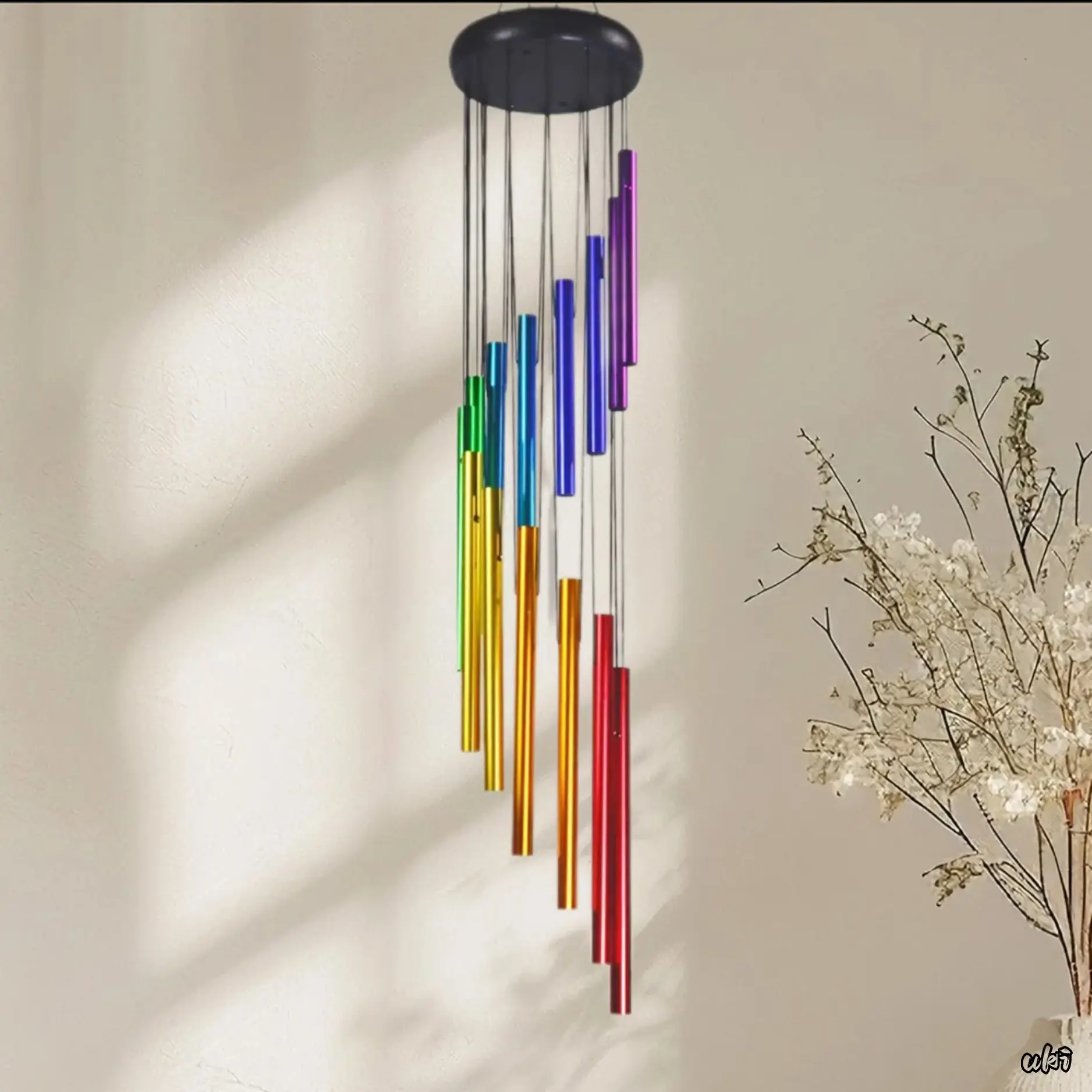 Decorative Aluminum and Wooden Wind Chime with 12 Tuned Tubes for a Melodic Tone, Outdoor Decor for Patios, Porches, and Gardens, Tuned Sound