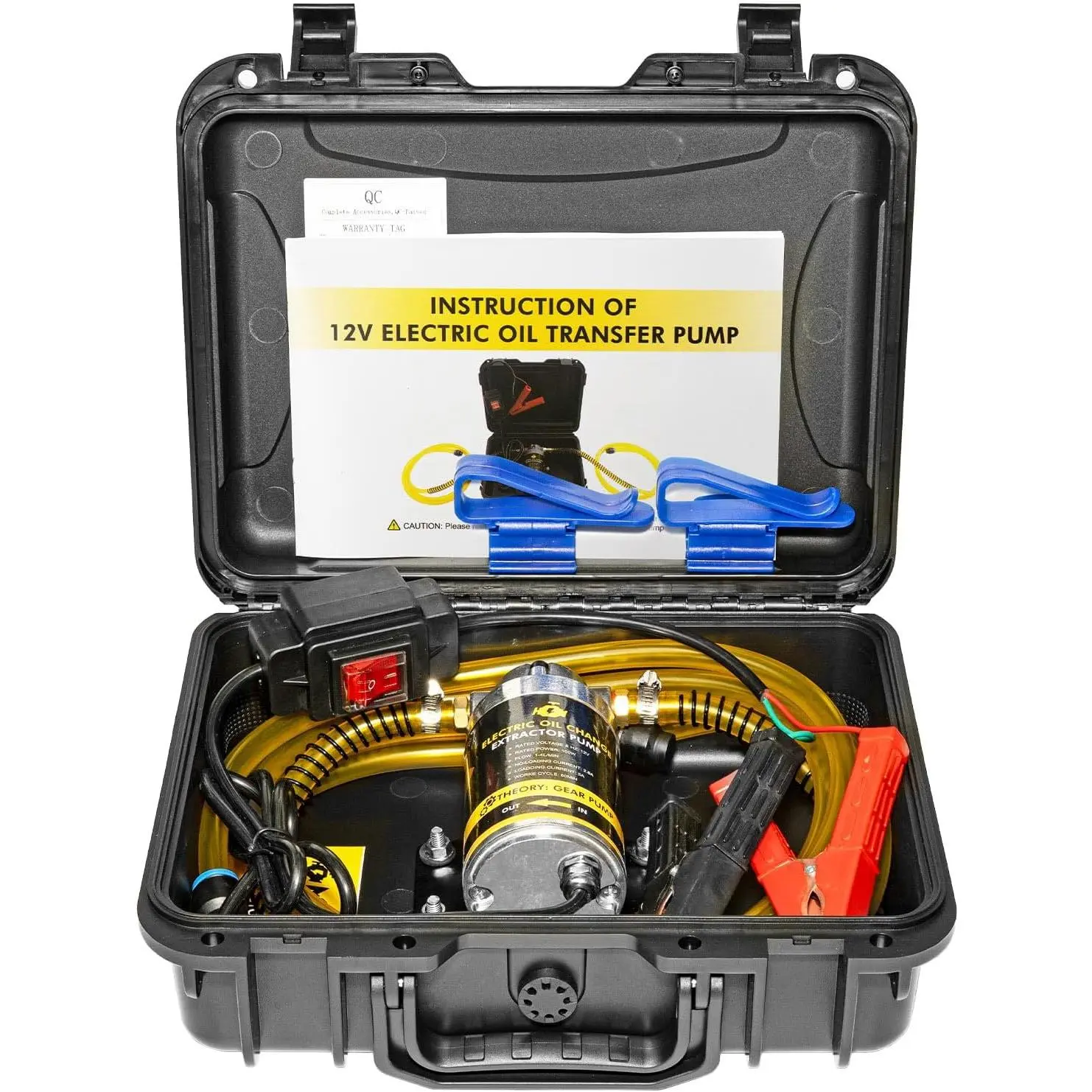 12V Oil Extractor Pump, 100W High Flow Oil Change Pump, Upgraded Anti-Kink Hose for Engine Transmission Fluid, Marine & Automotive Oil Transfer Pump for Boat, , Jet Ski, Lawn Mower