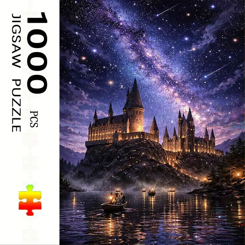1000 Piece Castle Theme Puzzle, Large Adult Family Interactive Toy, DIY Home Decor Brain Challenge, Holiday Scene, Durable Puzzle