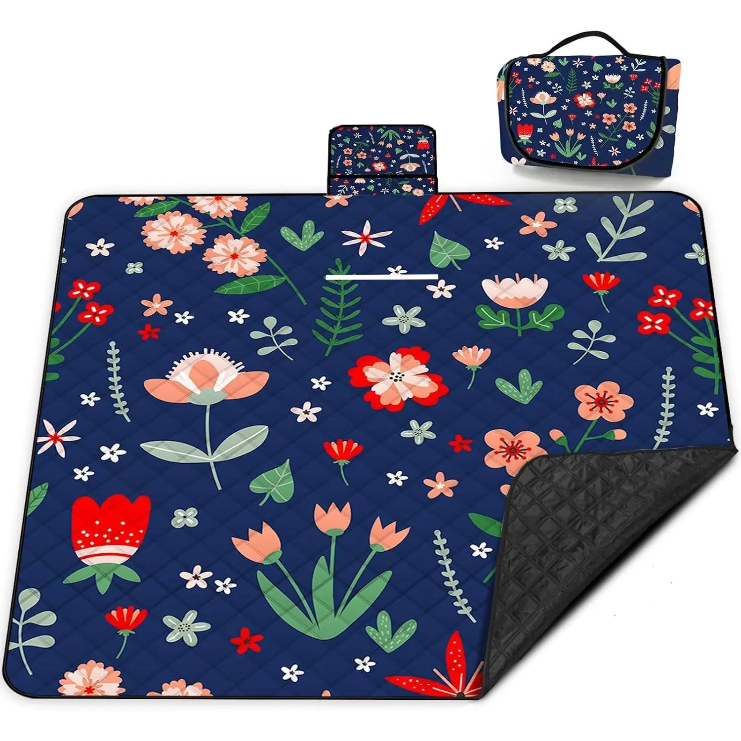 Extra Large Picnic Blanket Waterproof,80"x 80"Foldable Machine Washable Beach Blanket,Outdoor Blanket for 6-8 Adults,Suitable for Indoor Crawling,Park Beach,Camping,Hiking,Family Travel(Light Blue)