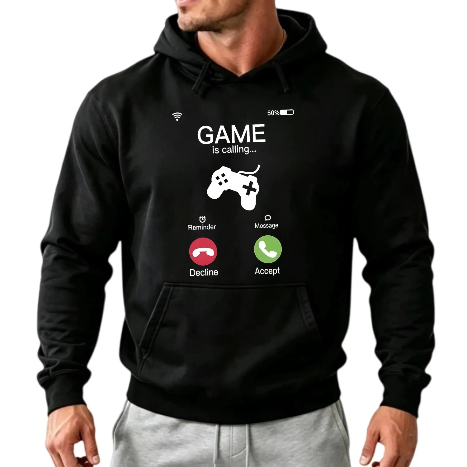 Game Console Print Cool Pullover Hooded Sweatshirt With Kangaroo Pocket Casual Streetwear Hoodie For Men Winter Fall Gift