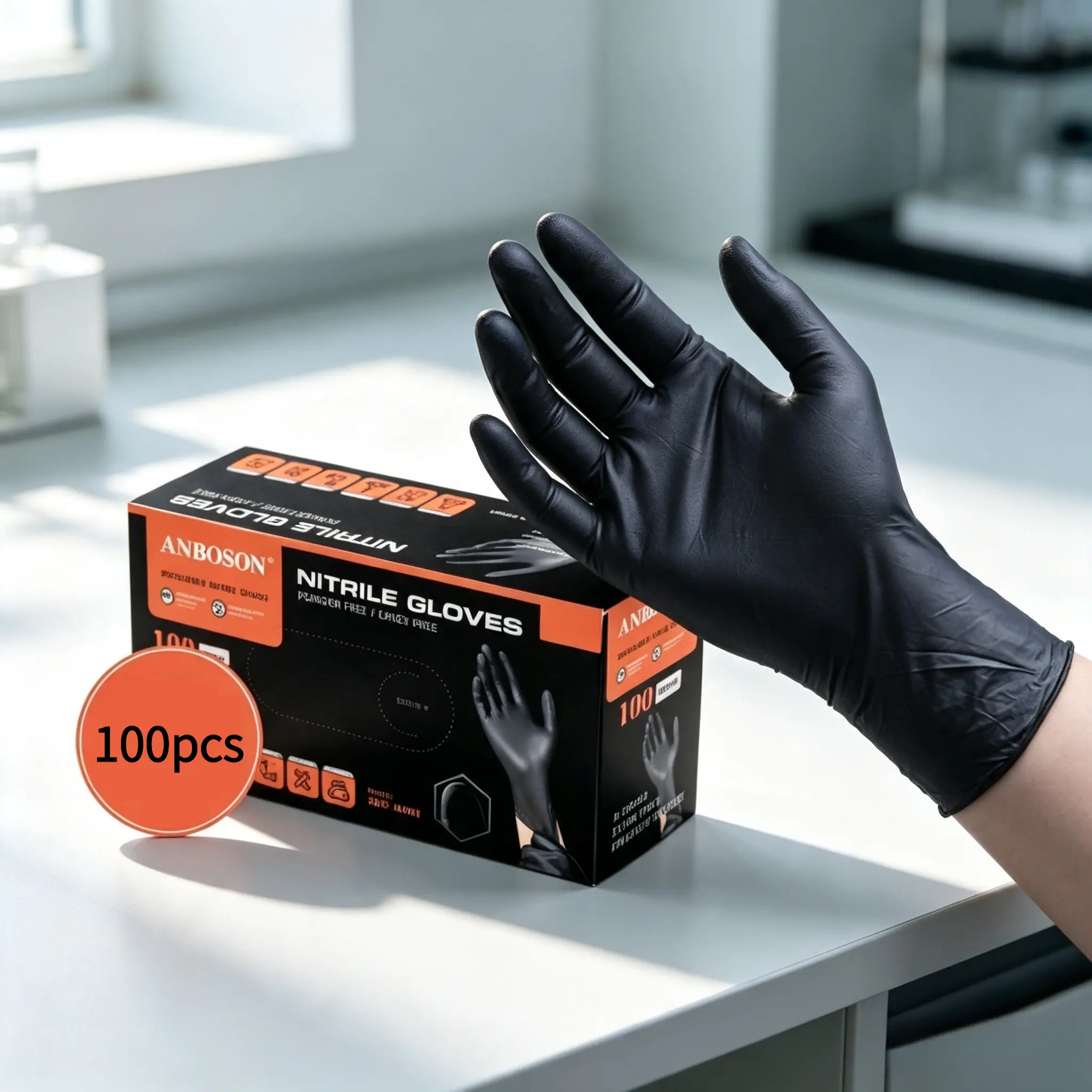 100PCS Nitrile Exam Gloves, 3 Mil Medical Disposable Latex-Free Powder-Free, Non Sterile For Tattoo, Dental, Bulk