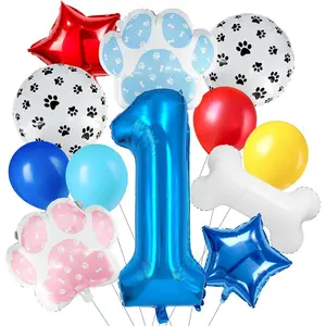 Mauin Number Pet Paw Print Balloon Set,Pet-Themed Party Decorations Suitable for Boys and Girls Birthdays, Blue and Pink Party, Dog Parties, and Photo Backdrops(1)
