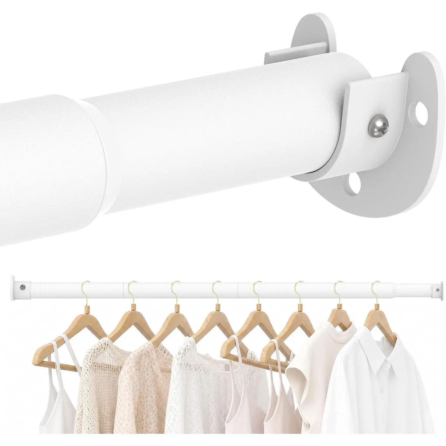 Closet Rod,17-40 Inch,Heavy-Duty Adjustable Closet Rods for  clothes | Easy to Install,1.3 Inch Diameter 66 lbs max load,Heavy-Duty Thickened Metal