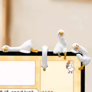 The Cutest Desk Coworkers! 4-Pack Funny Goose Screen Sitters - Resin Miniature Animal Figurines, Creative Monitor Edge Decor for Computer, Laptop, TV, Mirror