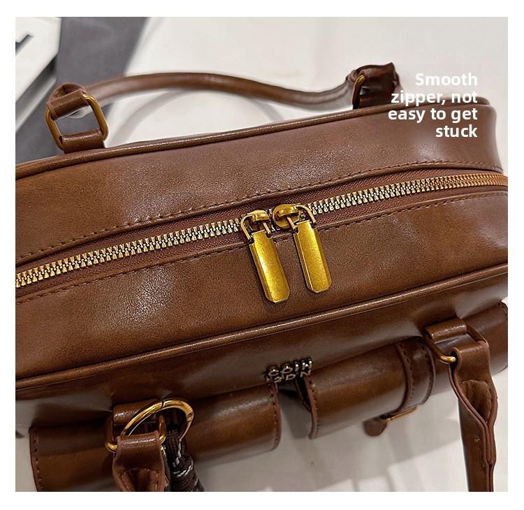 Women's Solid Color Shoulder Bag, Fashionable Large Capacity Shoulder Bag with Charm, Casual Versatile Commuting Bag for Daily Used