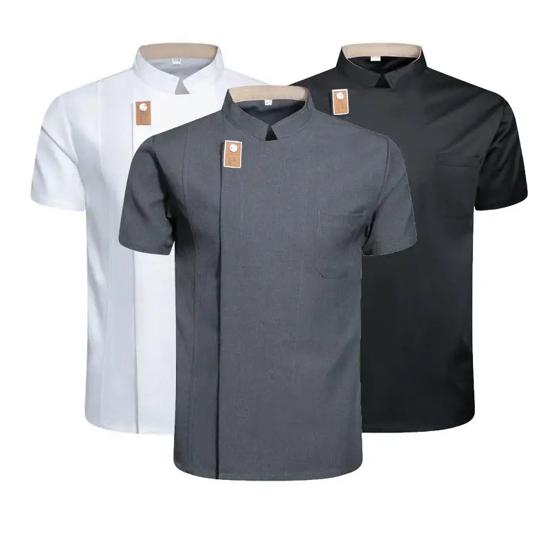 Chef Restaurant Jacket for Men Women Short Sleeve Bakery Waiter Uniform Cook Coat