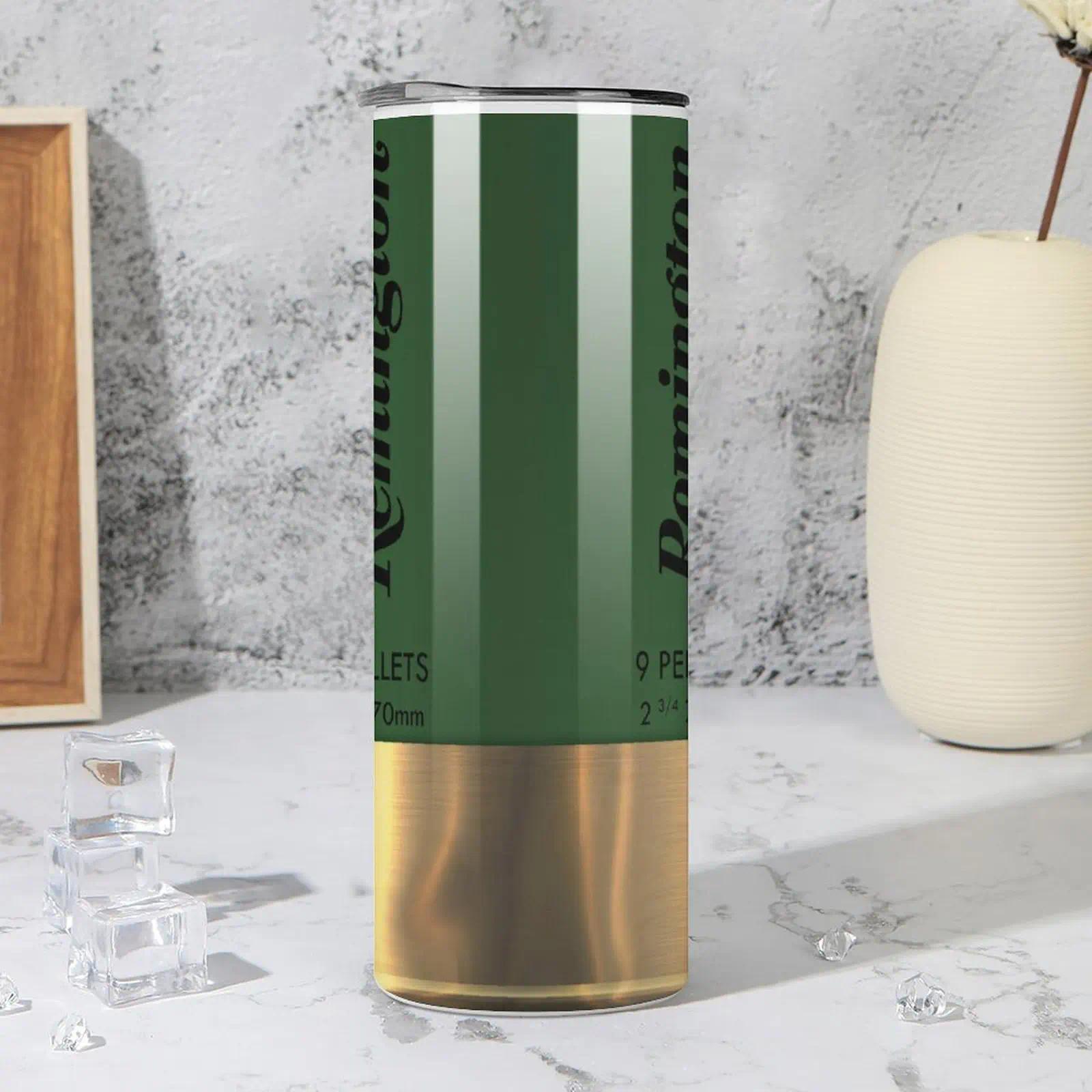 Remington Green Tumbler With Lid And Straw, 20oz Skinny Stainless Steel Water Bottle, Insulated Straight Cup, Summer/Winter Drinkware, Outdoor Travel Accessories | High Quality