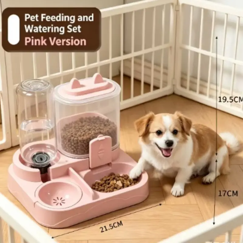Cat Bowl Dog Bowl Cat Food Basin Dual Bowls Automatic Water Dispenser Integrated Neck Protection Auto Feeder Pet Supplies