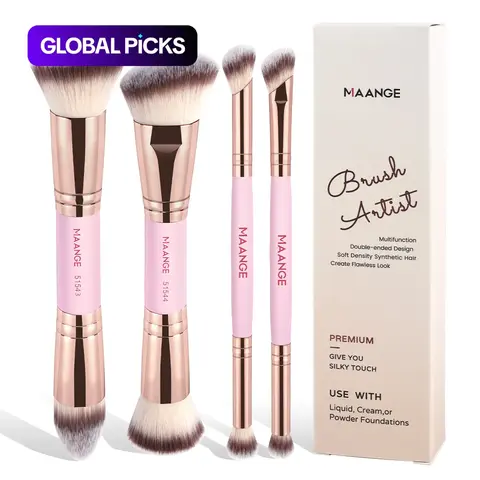 Double-Ended Multifunctional Makeup Brush Set, 4 Counts/set Soft Bristles Cosmetic Brushes Kit with Comfortable Handle, Professional Makeup Tools for Women #GLOBAL PICKS