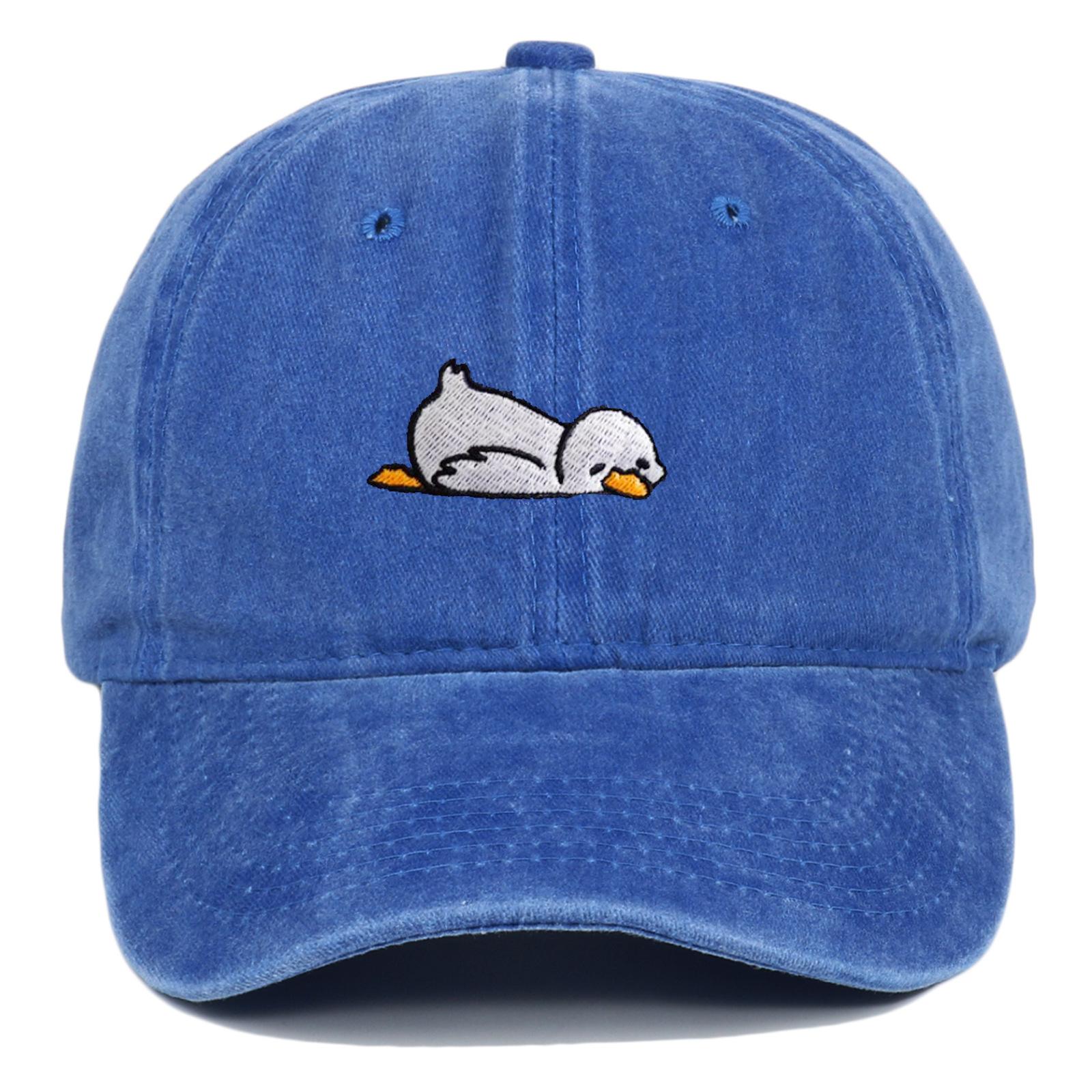 Cartoon Duck Washed Denim Baseball Cap for Women, Spring and Summer, Face-Slimming, Wide Brim, Deep Crown, Versatile Duckbill Cap