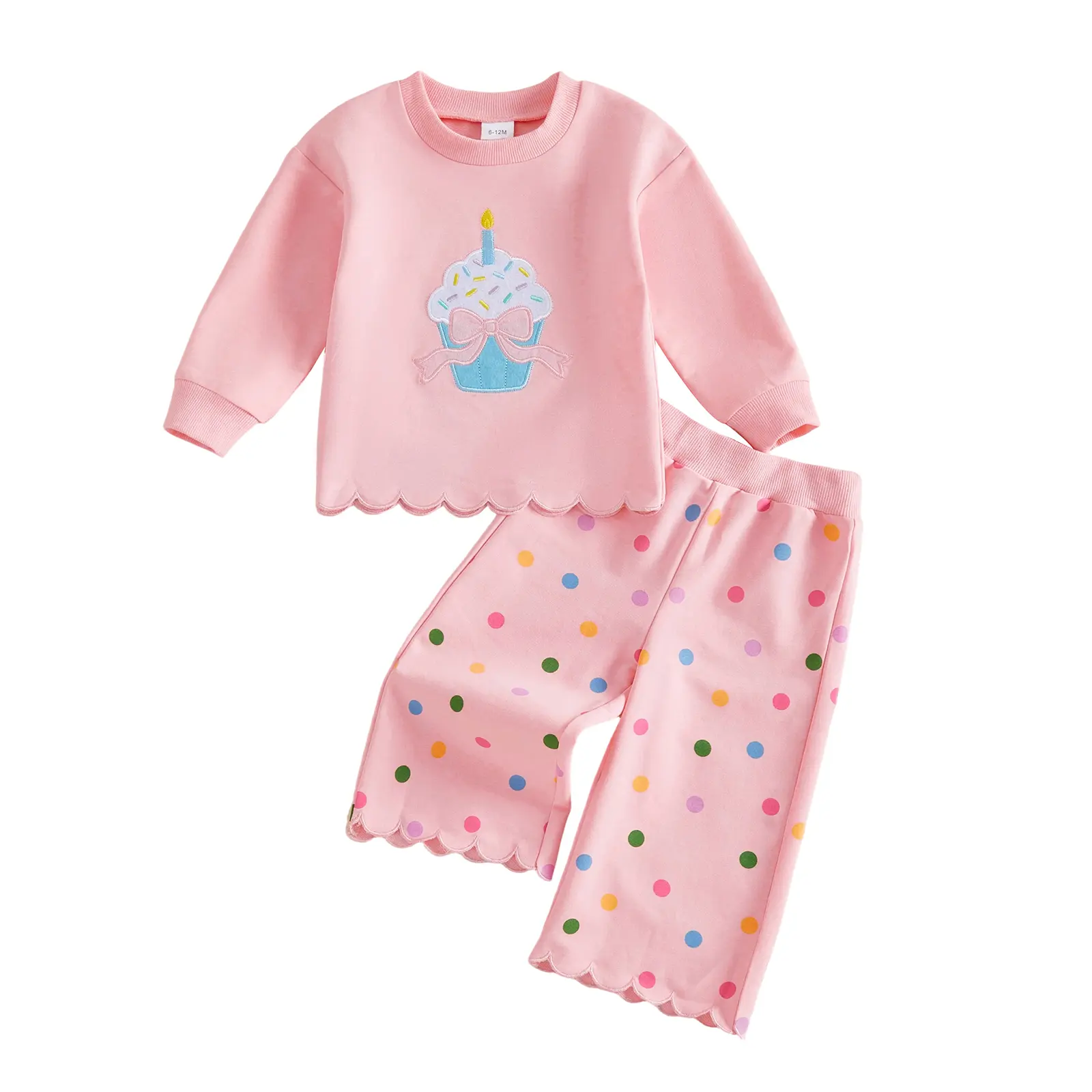 Infant Baby Girl My First Birthday Outfit Long Sleeve Sweatshirt and Wide Leg Pants Set Fall Winter 6-18 Months