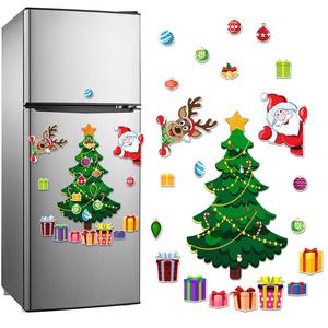 christmas magnetic decals, 1/2/3 sets festive holiday refrigerator magnets, for home & kitchen decor, reusable magnetic refrigerator sticker