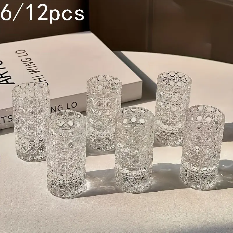 Crystal Cut Diamond Pattern Glass Cups, High-Quality Transparent Reusable Multi-Functional Glasses, Elegant Design for Daily Use, Weddings, Holidays, Drinking Glasses Set