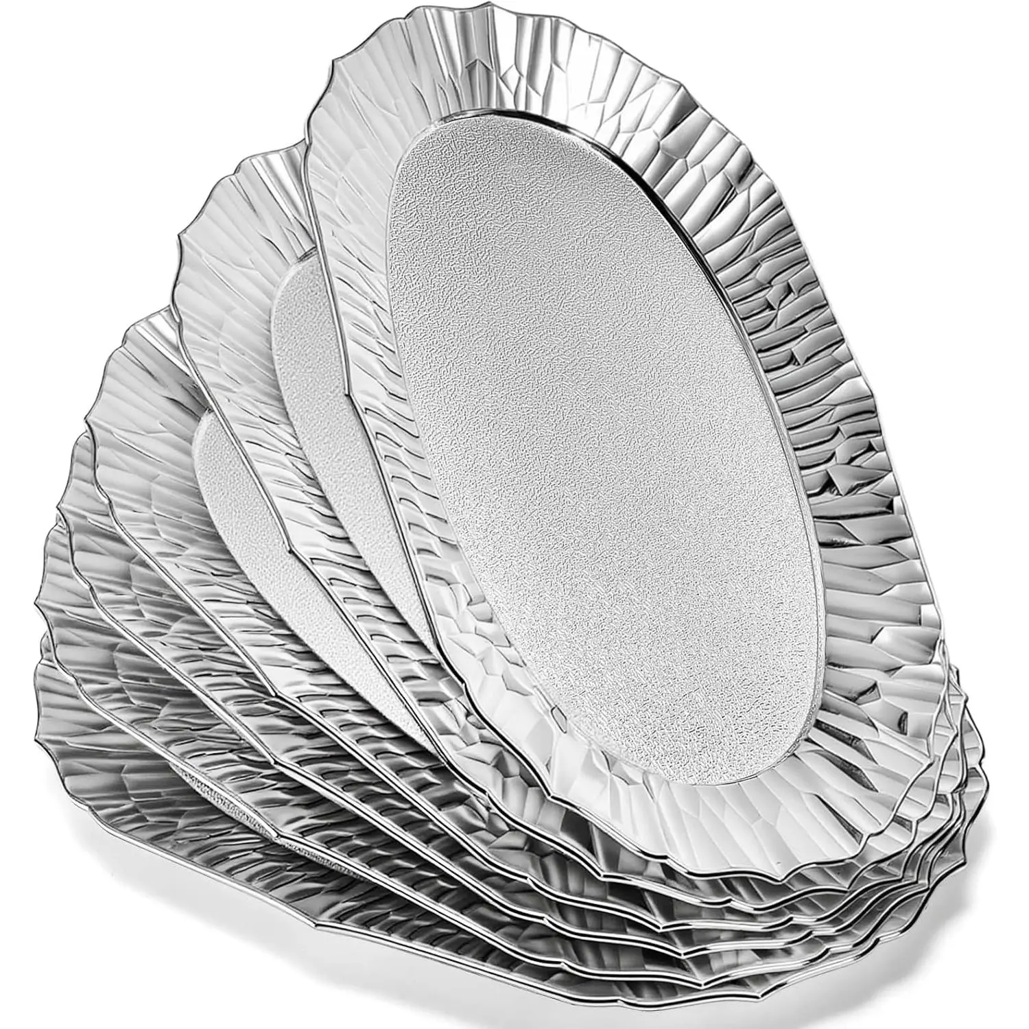 6 Pack Plastic Serving Tray,  Serving Platter,  Party Snack Serving Tray, Decorative  Appetizer Platters for Dessert Table, Cupcake, Charcuterie, Cookies, 14" x 8.5"