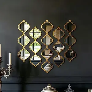 16pcs Moroccan Style Makeup Mirror, Interchangeable Wall Sticker Bathroom Mirror, Waterproof Decorative Mirror for All Rooms and Entryways