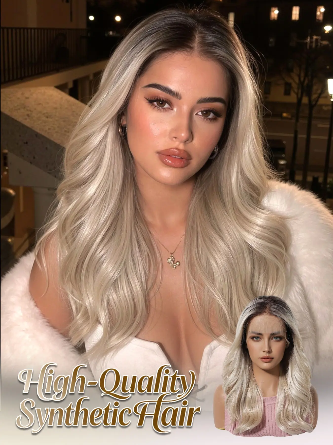 Topshe Long Wavy Wig, High Quality Wigs, 18 Inches, Seamless Lace Front, Easy to Wear, Perfect for Parties, Nightlife, Street Style