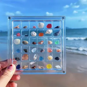 36 Grid Clear Display Storage Box for Shells and Collectibles, Transparent Magnetic Organizer Case with Individual Compartments for Home Display and Collection Storage