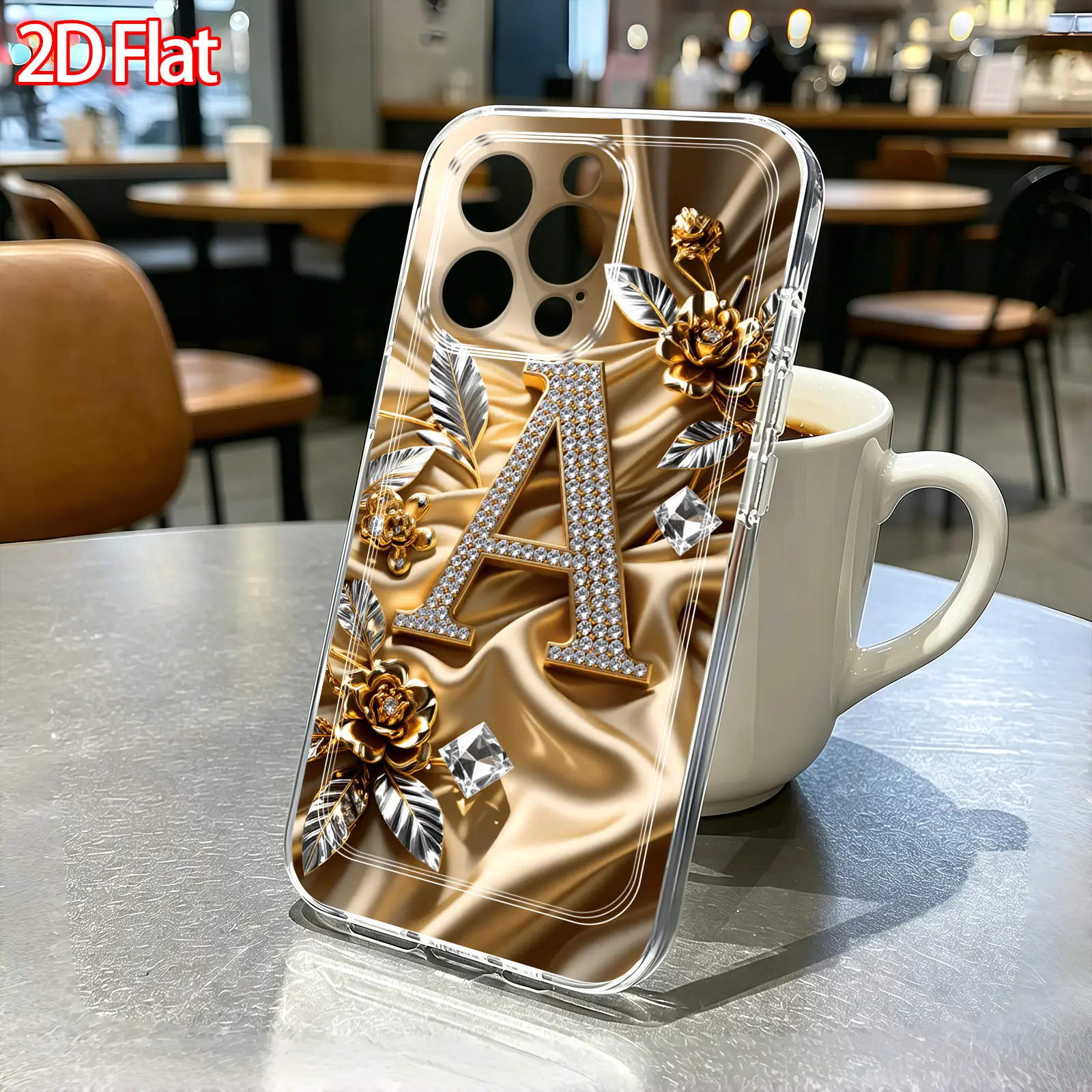 Golden Letter A TPU Transparent Anti-Drop Smartphone Case - 1-Piece Accessory for iPhone 17,16,15,13 Pro Max & Galaxy A17,A16,A Series (MX000000) - Handheld Device Protection for Cellphone Users